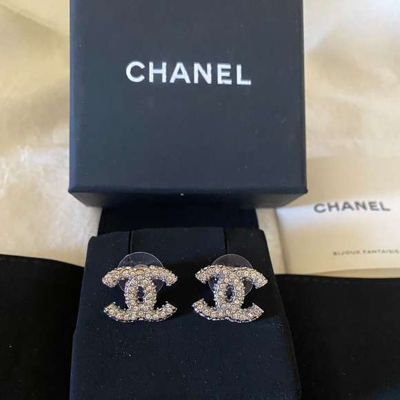CHANEL Jewelry - CC Chanel Silver Earrings authentic with packag